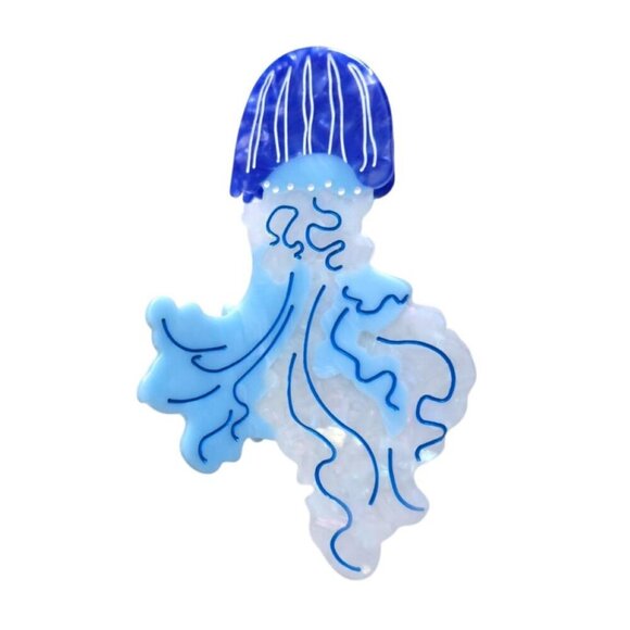 Hair Clips Acetate Big Claw Blue Ocean Jellyfish Art Deco for Women main image 7